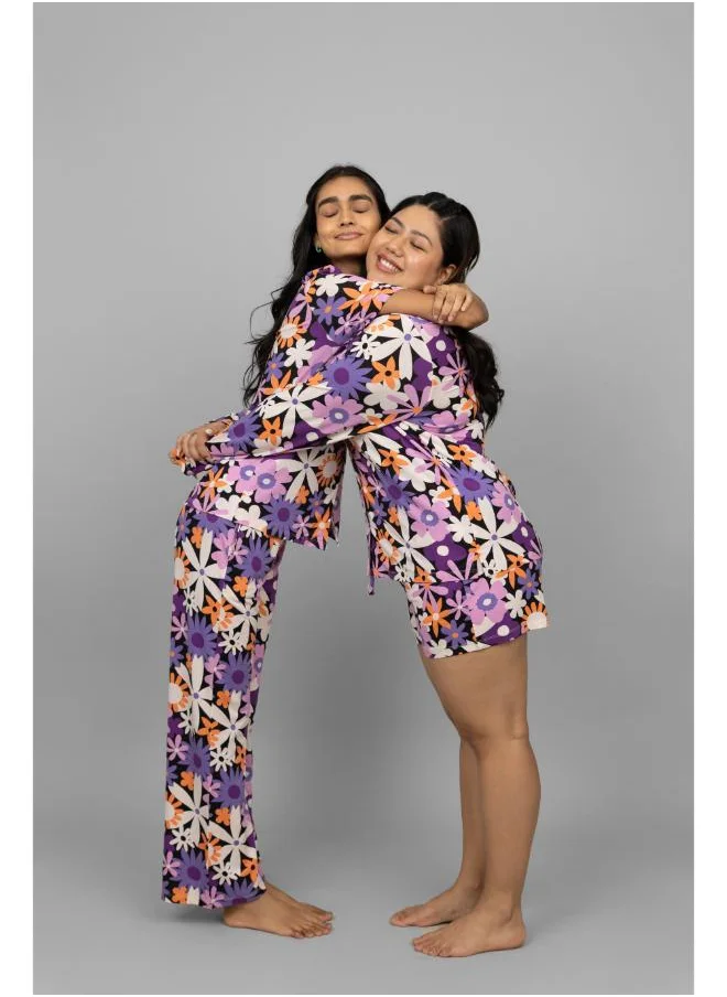 NeceSera Floral Half Sleeves Button Down Shorts Set