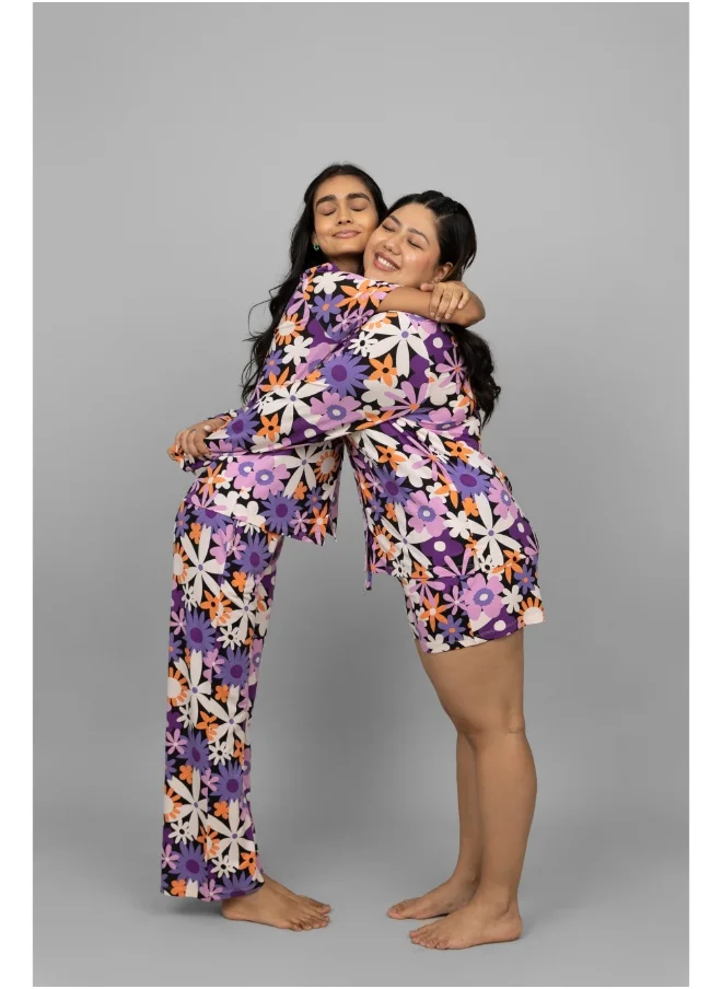 نسيسيرا Floral Half Sleeves Button Down Shorts Set