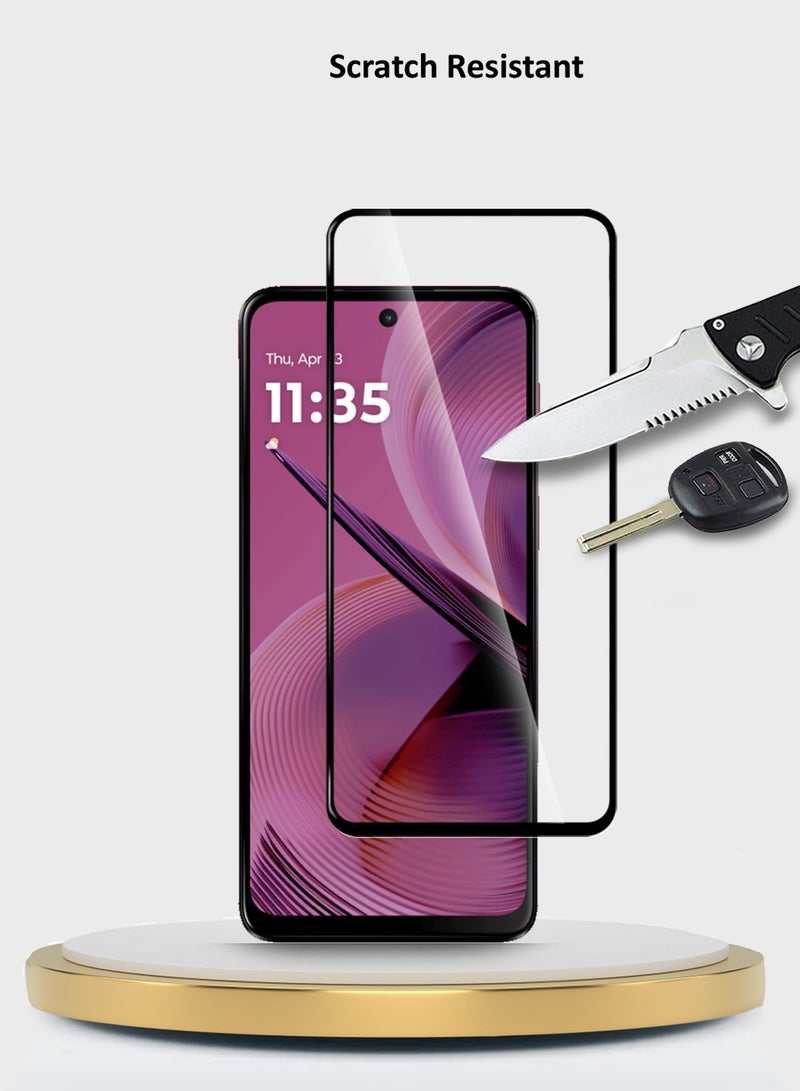 Wtech Motorola Moto G55 5G 2024 Premium E2E Series Full Glue Full Cover Tempered Glass Screen Protector - Clear/Black - Image 3