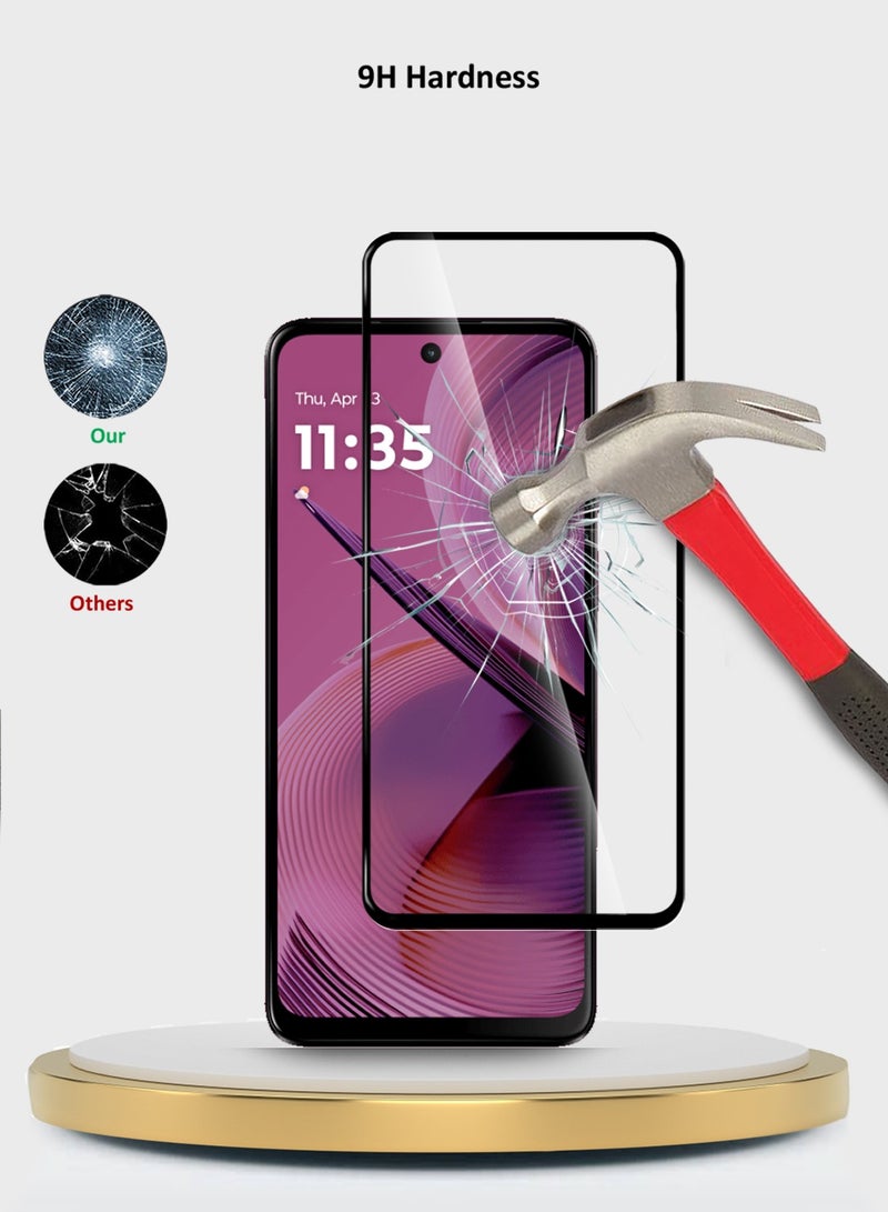 Wtech Motorola Moto G55 5G 2024 Premium E2E Series Full Glue Full Cover Tempered Glass Screen Protector - Clear/Black - Image 4