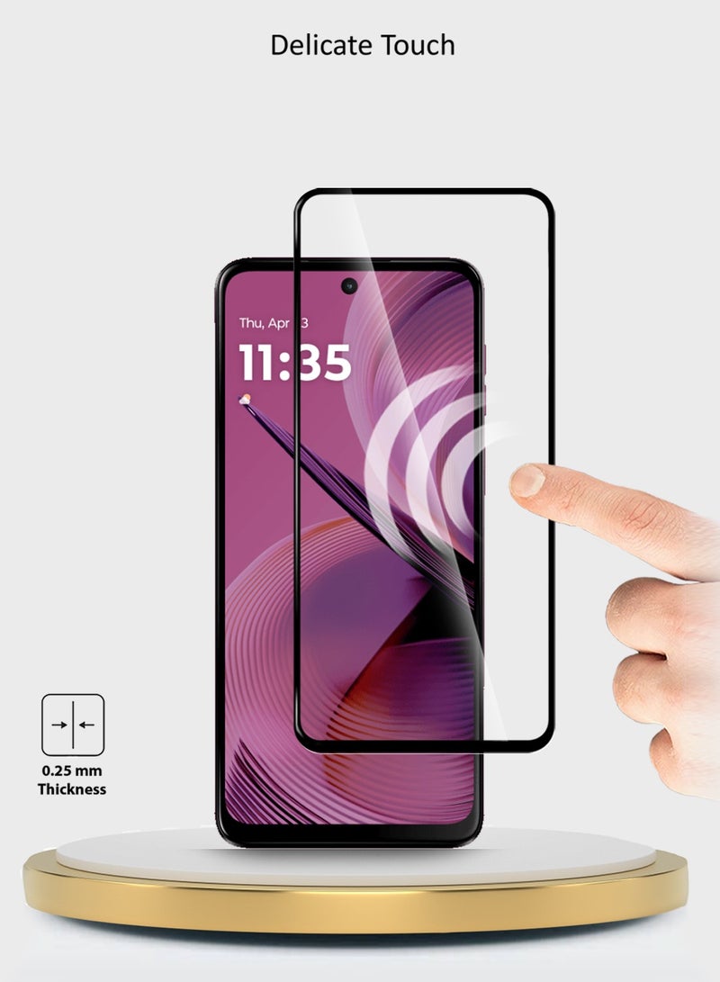 Wtech Motorola Moto G55 5G 2024 Premium E2E Series Full Glue Full Cover Tempered Glass Screen Protector - Clear/Black - Image 5