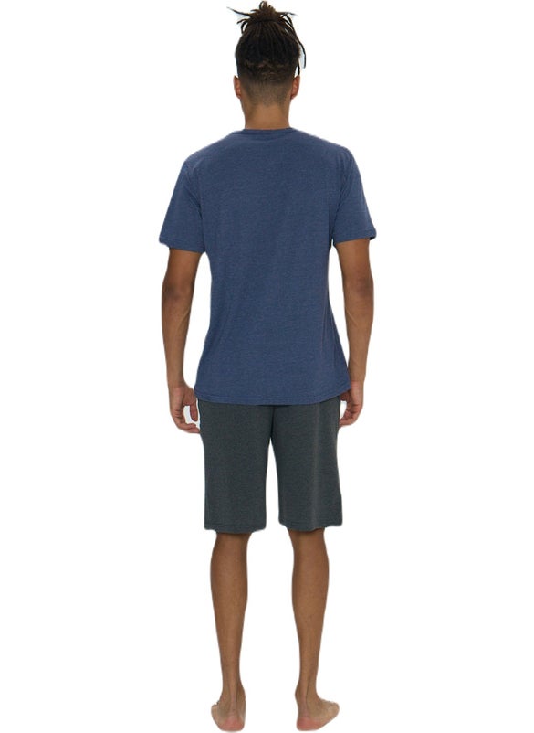 U.S. Polo Assn. Men's Blue Melange Round Neck Shorts Set  - Image 3