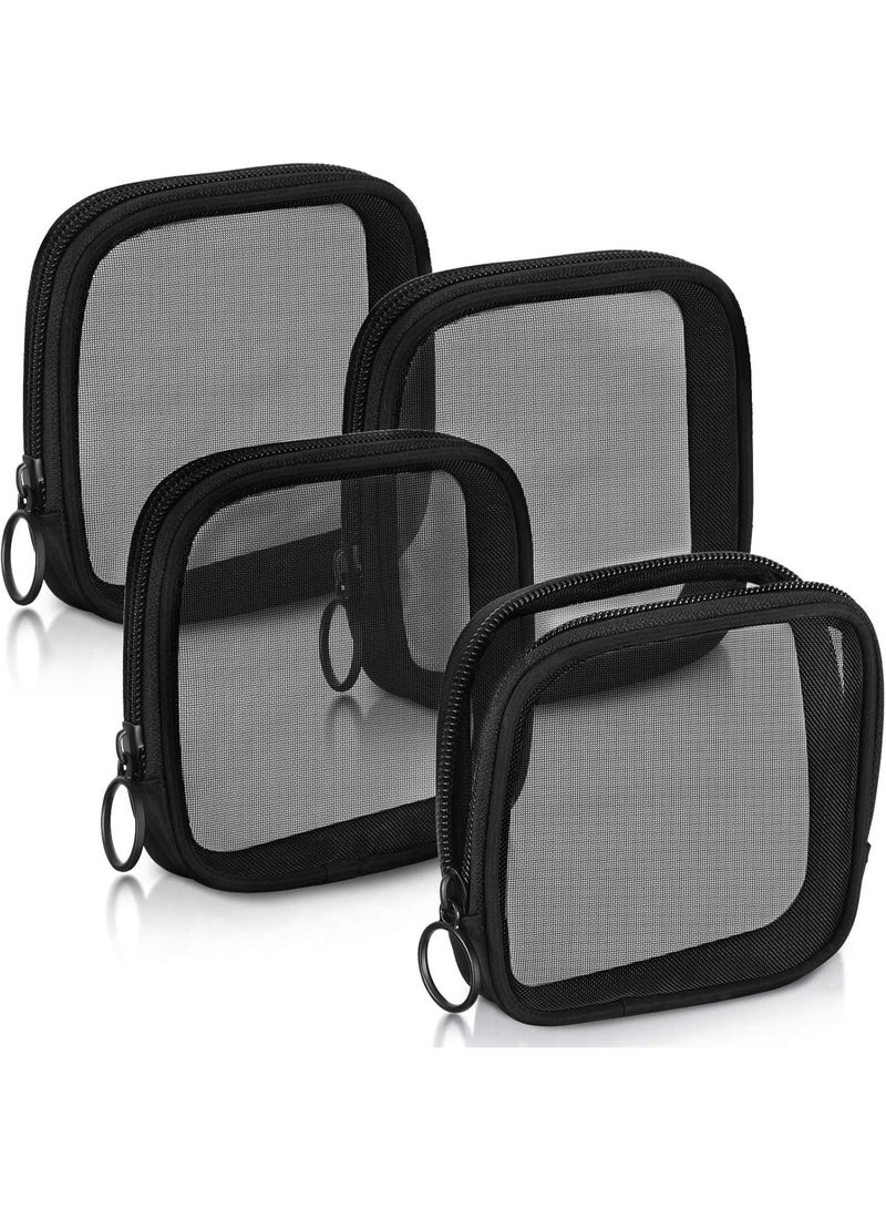 Excefore Mesh Makeup Bag, 4Pcs Clear Toiletry Pouch with Zipper Mini Portable Makeup Cosmetic Travel Toiletry Purse Bag for Daily Toiletries Accessories - Image 1