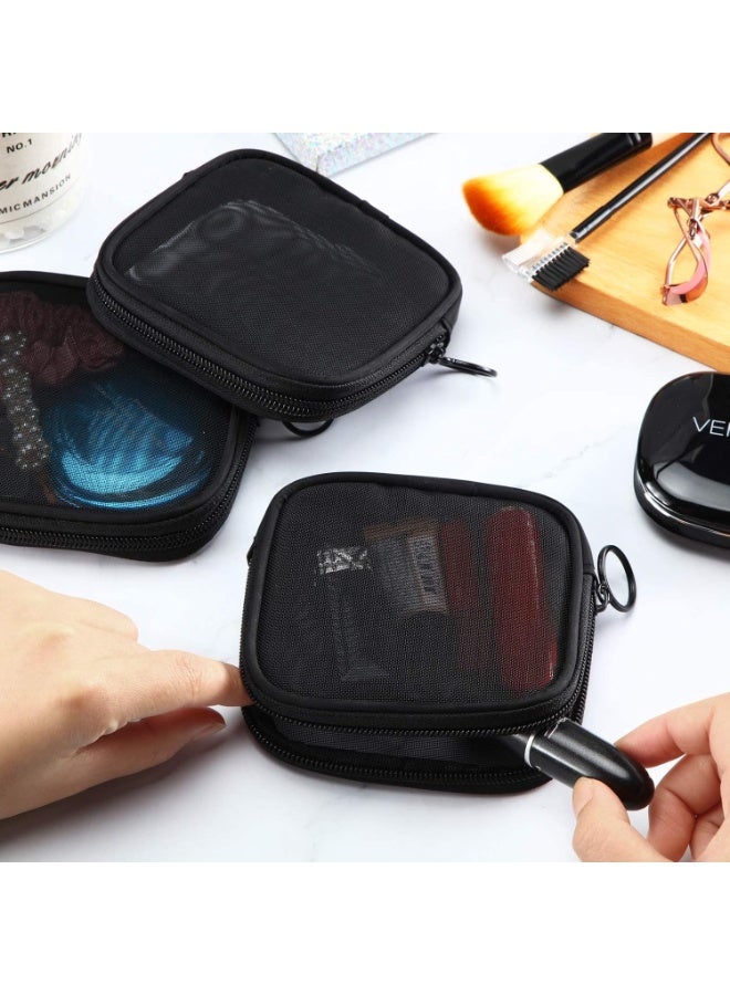 Excefore Mesh Makeup Bag, 4Pcs Clear Toiletry Pouch with Zipper Mini Portable Makeup Cosmetic Travel Toiletry Purse Bag for Daily Toiletries Accessories - Image 2