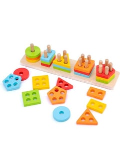 Generic Funny Bunny Montessori Toys for 1 2 3 Years Old, Wooden Sorting & Stacking Toys for Toddlers 1-3, Education Preschool Toddler Puzzles,Best Gift. (5 shapes) 