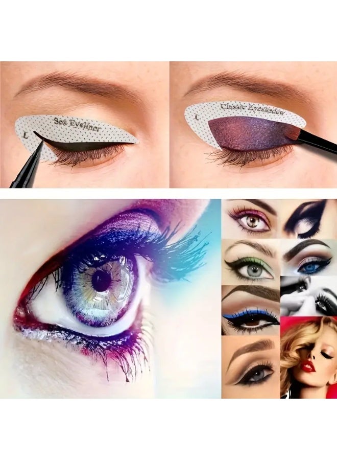 شي إن ملصق مكياج قلم أيلاينر وظلال عيون لرسمة متناسقة _ قالب ظلال العيون _ ملصق تجميلي لتطبيق سريع وسهل ( شيت واحد يحتوي 8 أزواجا ) - Image 2