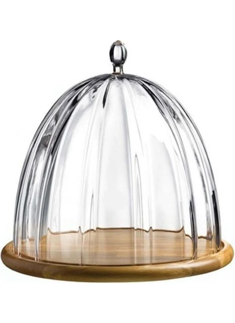 Paşabahçe 31601 Denizli Glass Hand Made Glass Dome with Crystal Wooden Top