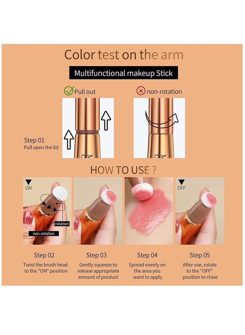 HelloKiss Makeup Pen Soft Cream Blush Makeup Liquid Blush for Cheeks Weightless Long Wearing Smudge Proof Natural Looking Dewy Finish Skin Tint Blush Makeup Stick (#09) - Image 2