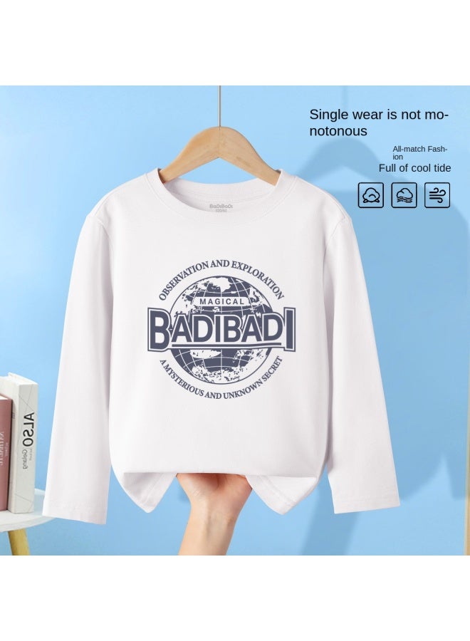 Badibadi Children's Long Sleeve T-shirt, 2025 Autumn Boys Cotton Top, Mid-to-large Kids Soft Base Layer, Breathable Autumn Fashion Trend - Image 2