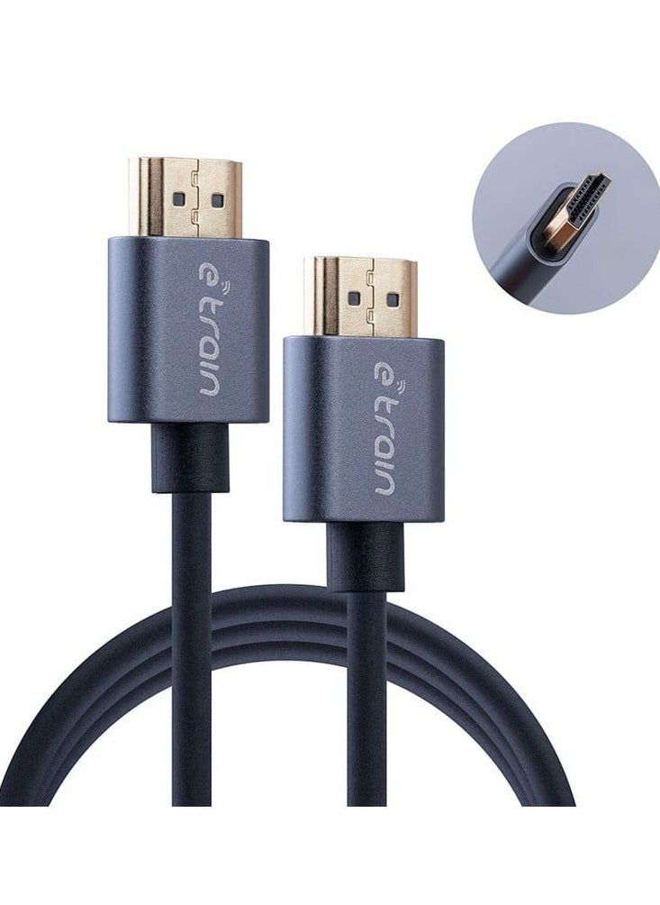 Etrain - E-train (DC891) HDMI to HDMI Round Cable 4K 1.5M Gold Plated - Gray - Image 1