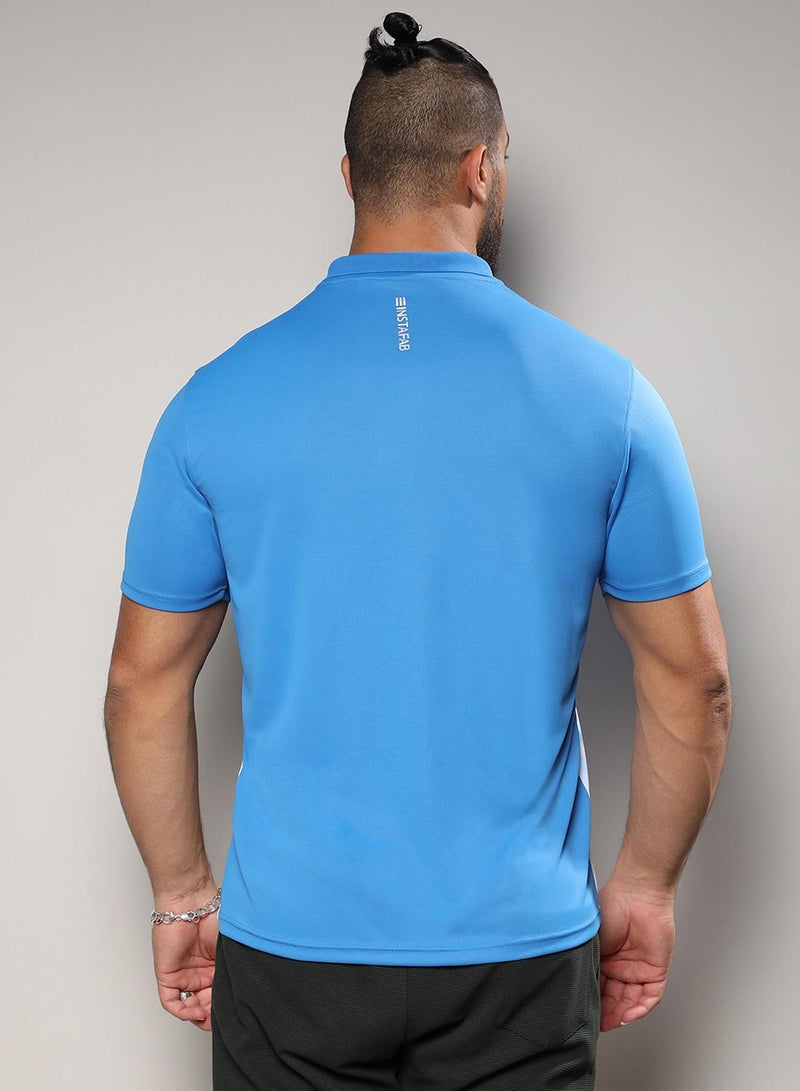 Instafab Plus Instafab Plus Men's Royal Blue & Chalk White Ombre Polo Activewear T-Shirt For Casual Wear | Polo Neck | Short Sleeve | Half-Button Closure | Jersey T-Shirt Crafted With Comfort Fit For Everyday Wear  - Image 5