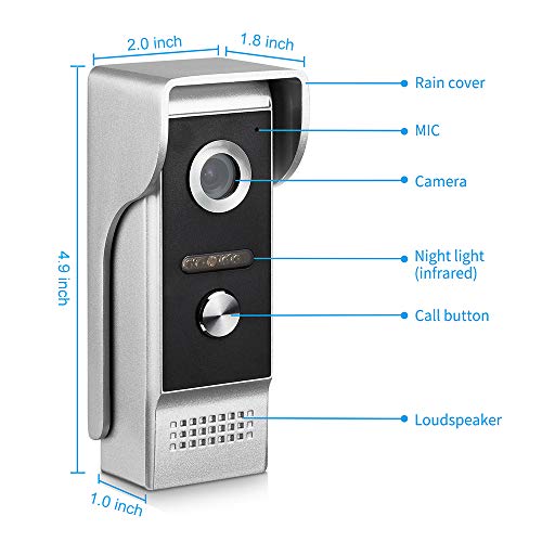 AMOCAM Video Intercom System, 7 Inche Monitor Wired Video Door Doorbell Kit, Outdoor IR Camera Door Intercom, Support Monitoring, 2-Way Audio Unlocking for Home - Image 5
