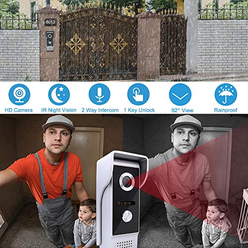 AMOCAM Video Intercom System, 7 Inche Monitor Wired Video Door Doorbell Kit, Outdoor IR Camera Door Intercom, Support Monitoring, 2-Way Audio Unlocking for Home - Image 4