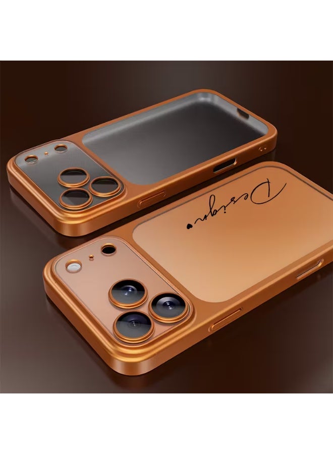 Temu Transparent mobile phone case with an elegant golden frame that adds a sophisticated touch to the phone. Made of high-quality materials to protect the phone from scratches and shocks, with raised edges to protect the camera. Compatible with iPhone 17 Pro Max. - Image 1