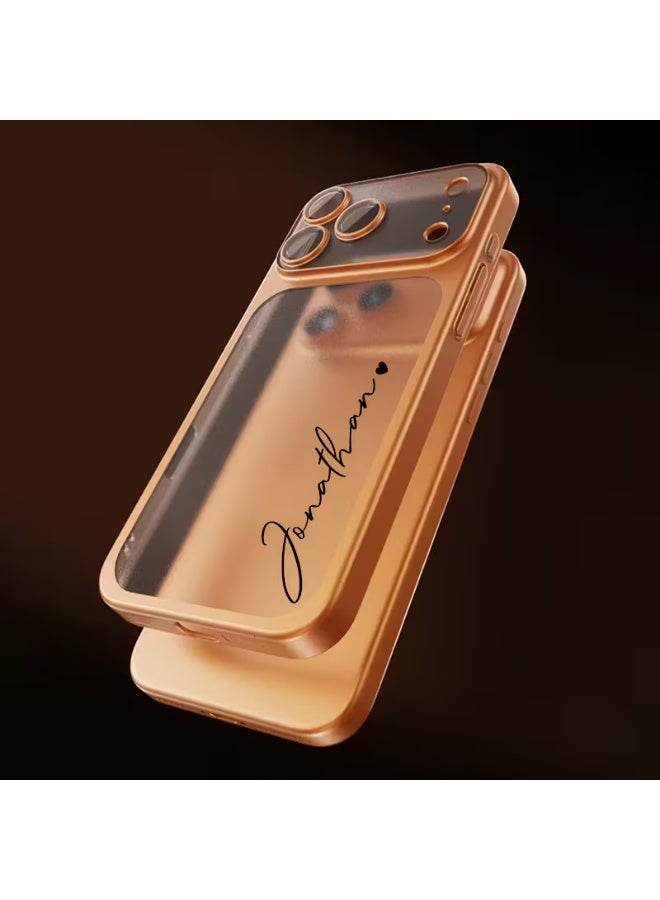 Temu Transparent mobile phone case with an elegant golden frame that adds a sophisticated touch to the phone. Made of high-quality materials to protect the phone from scratches and shocks, with raised edges to protect the camera. Compatible with iPhone 17 Pro Max. - Image 2