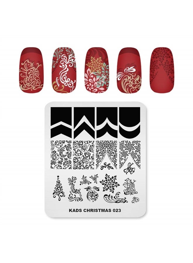 KADS Nail Art Stamping Plates Christmas Snowflake Santa Christmas Socks Tree Bell Nail Stamp Template for DIY Nail Decoration (CH023) - Image 1