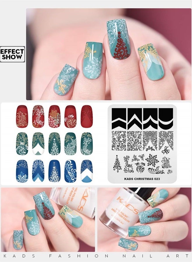 KADS Nail Art Stamping Plates Christmas Snowflake Santa Christmas Socks Tree Bell Nail Stamp Template for DIY Nail Decoration (CH023) - Image 5