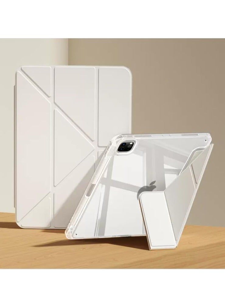 VKL Clear Back Case for iPad Pro 13 (2024, M4, 7th Generation) Tablet,Smart Magnetic Flip Stand Soft TPU Back Cover With Pencil Holder & Auto Sleep Wake for iPad Pro 13 Inch (White)  - Image 1