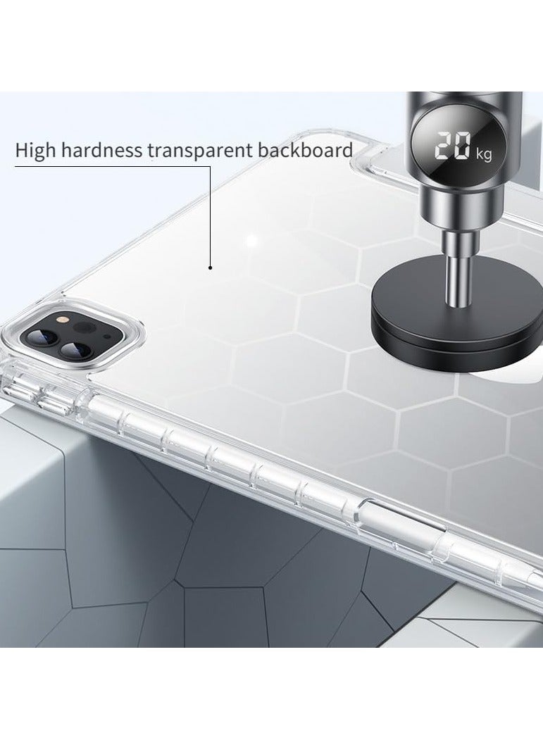 VKL Clear Back Case for iPad Pro 13 (2024, M4, 7th Generation) Tablet,Smart Magnetic Flip Stand Soft TPU Back Cover With Pencil Holder & Auto Sleep Wake for iPad Pro 13 Inch (White)  - Image 4