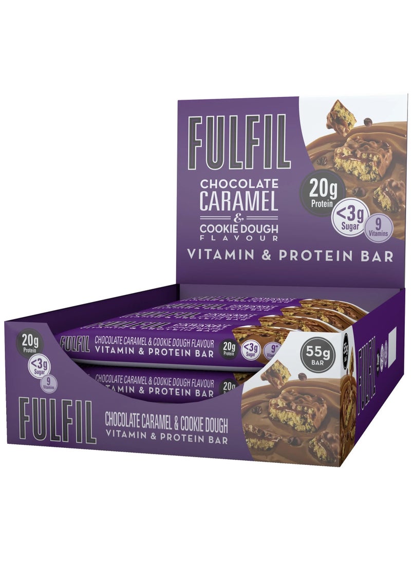 Fulfil Protein Bar 15 X 55G Bars Chocolate Caramel & Cookie Dough Flavour 20G High Protein, 9 Vitamins, Low Sugar  - Image 1