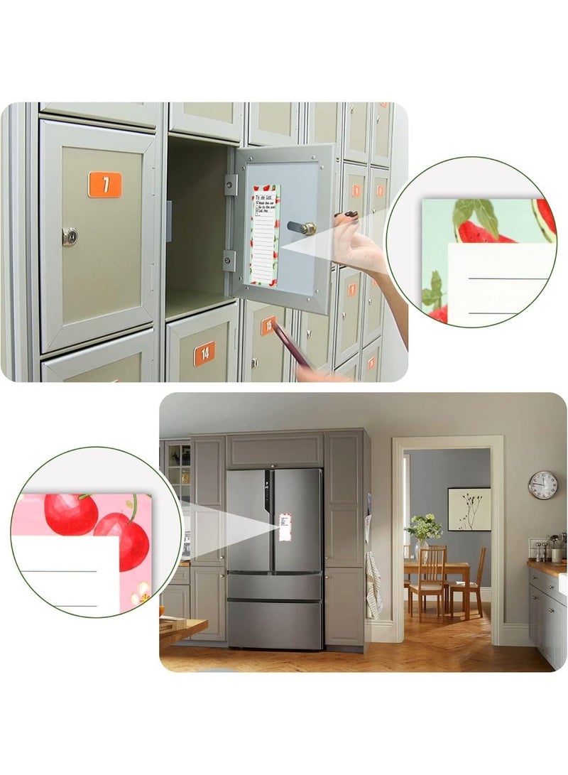 مجموعة 4 دفاتر ملاحظات مغناطيسية لقائمة التسوق للثلاجة بتصميم الفواكه مع ظهر مغناطيسي كامل و50 ورقة لكل دفتر - Image 2