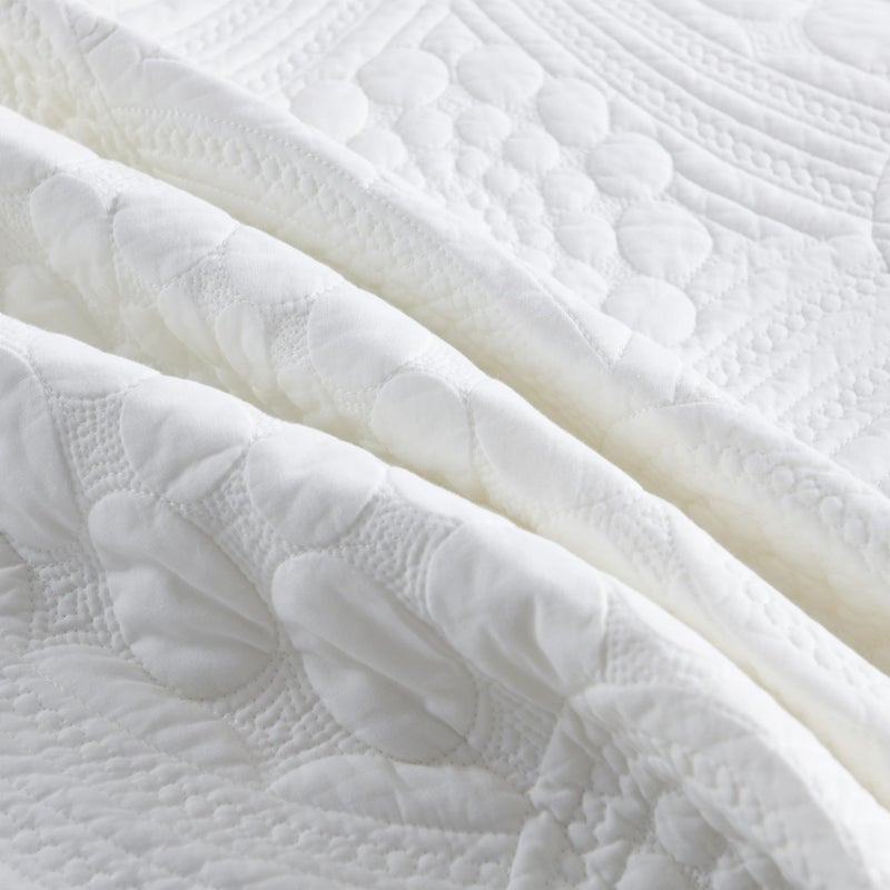 MarCielo 3-Piece 100% Cotton Oversized Bedspread Lightweight Quilt Coverlet Embroidery Farmhouse Bedding (Tf Bright White, Oversized King (118"x106")) - Image 5