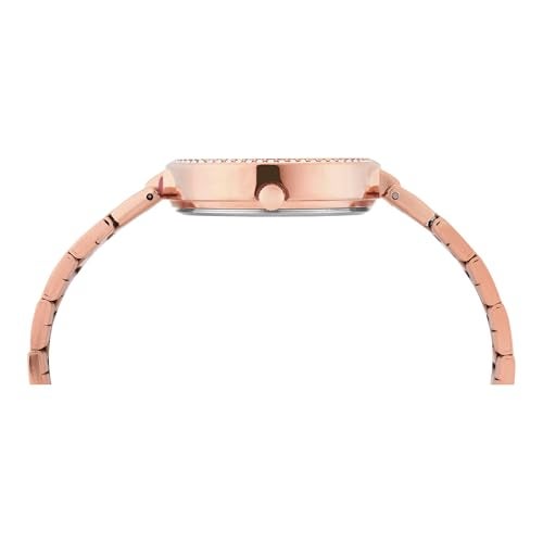 TIMEX Analog Watch for Women with Pink Round Dial & Rose Gold Stainless Steel Bracelet Band Water Resistant Women's Wrist Watches - TWEL18707 - Image 3