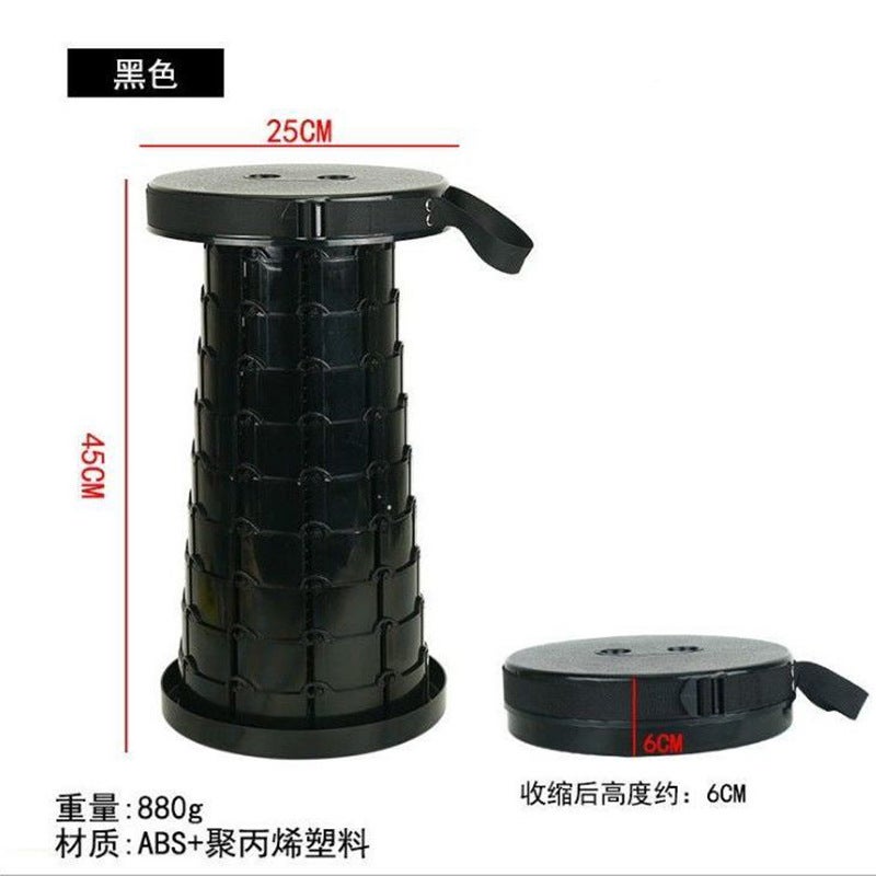 Generic Retractable Portable Folding Stool Outdoor Fishing Camping Plastic Stool Casual Rest Queuing Shrink Seat Black 