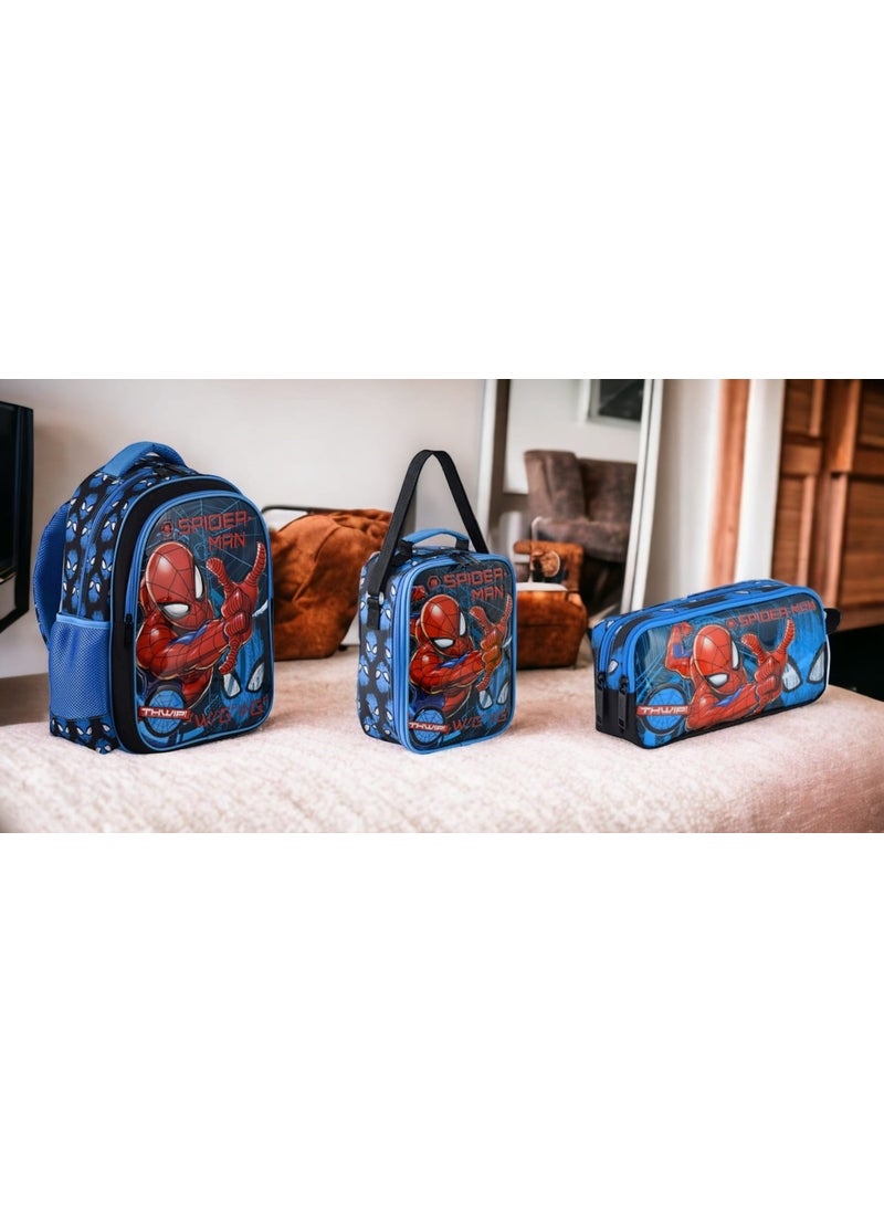 Frocx Spiderman Primary School Bag Salto Tech W2, Lunch Bag and Pen Holder  - Image 1