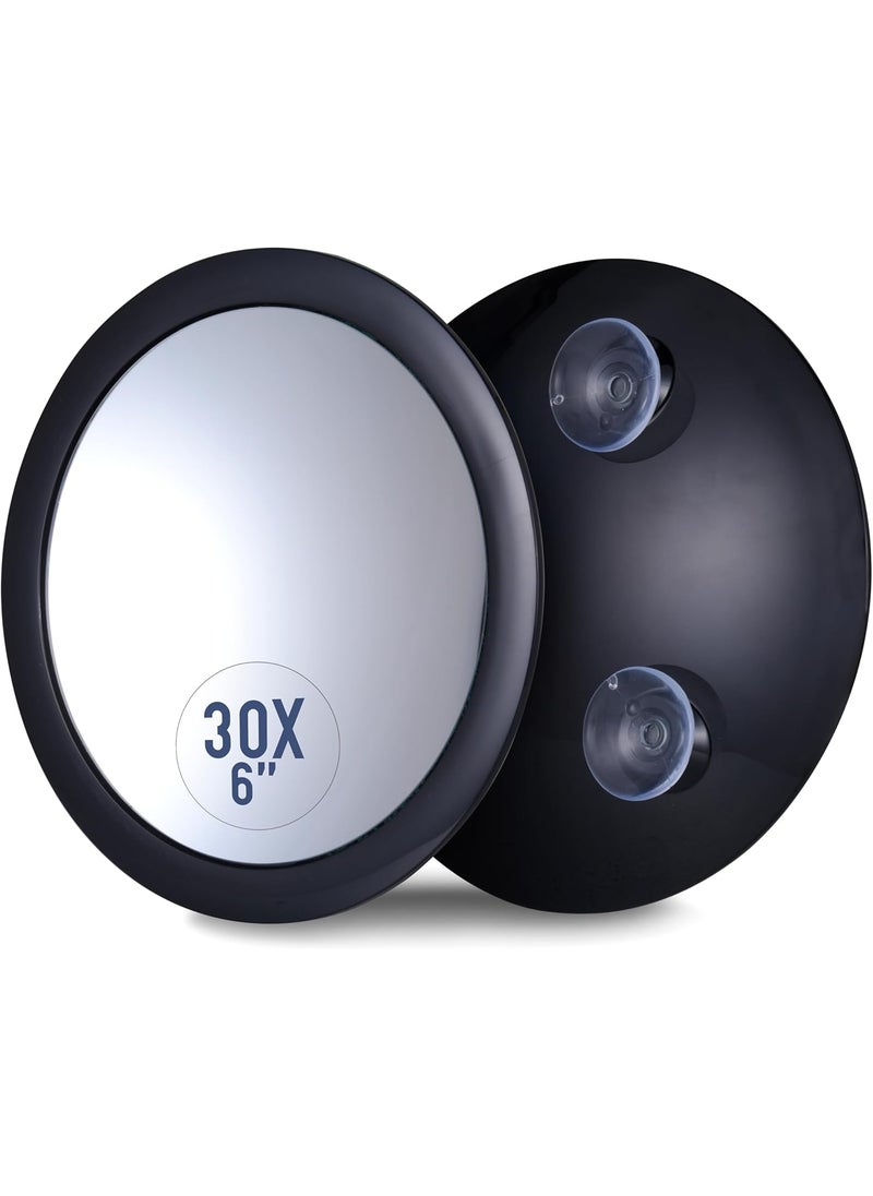 Mirrorvana MIRRORVANA Mega-Powerful 30X Magnifying Makeup Mirror - Stick On, Ultra Portable Travel Cosmetic Mirror for Precise Makeup and Grooming, 6-inch (Black) 