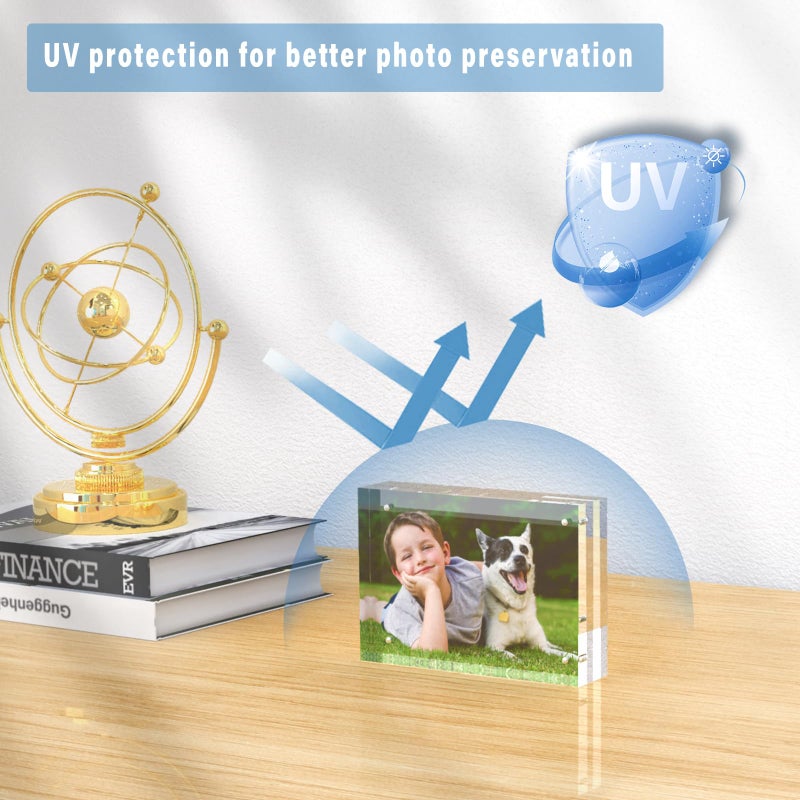 HELPLEX Acrylic Frame  3 Pack 3.5x5 Acrylic Picture Frames  20mm Thicker Frameless Clear Frame Double Sided Magnetic Frame  Free Standing Desktop Display Stand Acrylic Frames - Image 5