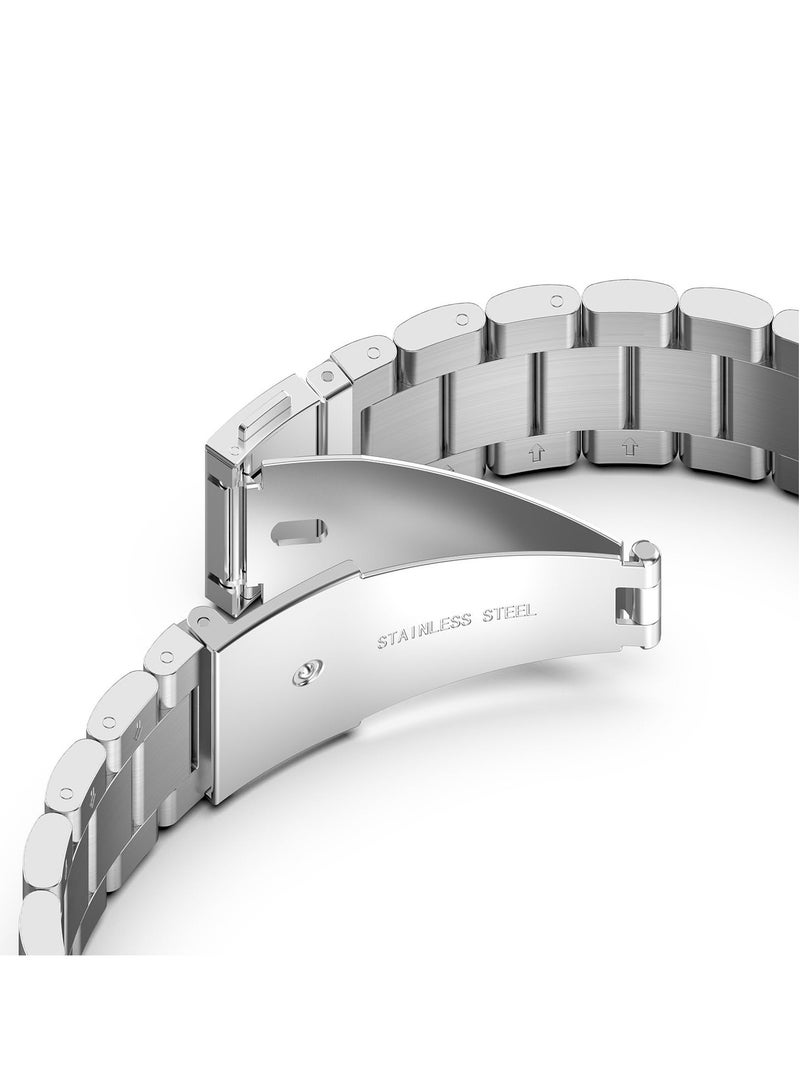 Band Compatible with Samsung Galaxy Watch 7 6 5 4 Band 40mm 44mm 45mm/Watch 6 4 Classic 42mm 46mm 43mm 47mm Metal Stainless Steel Bands Strap Men Women NOT for Galaxy Watch Ultra 47mm(2024) - Silver - Image 5