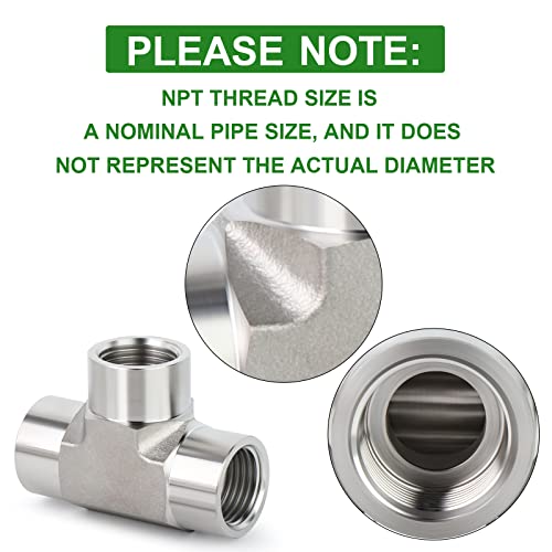TAISHER 1PCS Forging of 304 Stainless Steel Tee Pipe Fittings, 3/8" x 3/8" x 3/8" NPT Female Pipe Fittings - Image 5