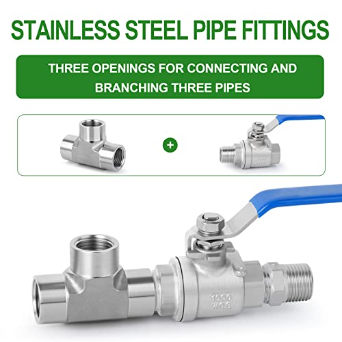 TAISHER 1PCS Forging of 304 Stainless Steel Tee Pipe Fittings, 3/8" x 3/8" x 3/8" NPT Female Pipe Fittings - Image 4