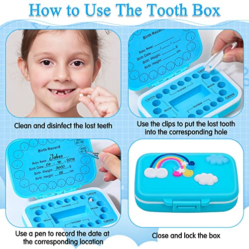 Caffox Tooth Holders for Kids Keepsake, Baby Teeth Keepsake Box, Tooth Saver, Tooth Container for Lost Teeth, Teeth Storage Holder for Tooth Fairy (Blue) - Image 5