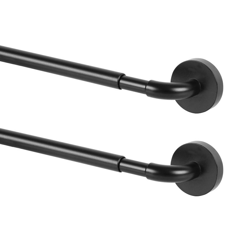 TYRON 2 Pack Magnetic Curtain Rod for Metal Doors Adjustable 1830 Inch 38 in Diameter French Door Magnetic Curtain Rods Magnetic Cafe RodBlack
