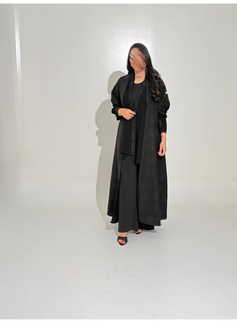 Tori-abaya Formal front-style Jacquard linen abaya.