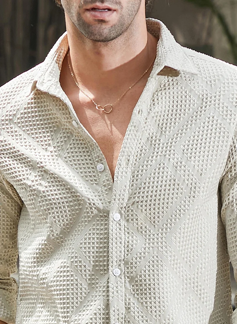 Campus Sutra Men's Lime Grey Shard-Tactile Shirt