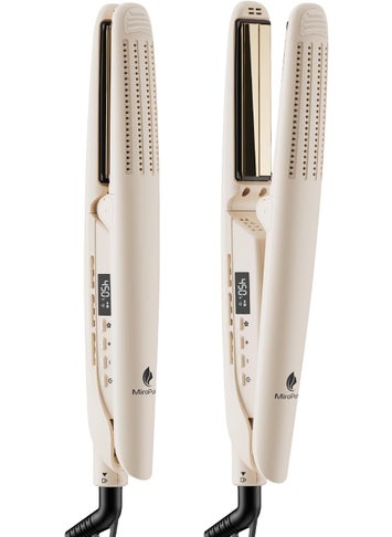 miropure MiroPure 360 Airflow Styler Curling Iron Titanium Flat Iron Hair Straightener and Curler 2 in 1 Professional Curing Wand with Ionic Aroma Cool Air 13 Adjustable Temps Dual Voltage for Long Hair 