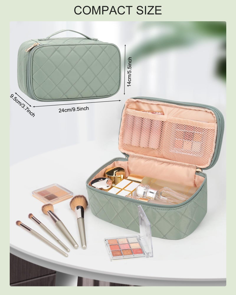 Relavel Small Makeup Bag, Travel Cosmetic Bag Make Up Pouch, Small Makeup Organizer Bag for Women, Waterproof Handbag Toiletry Bag Essentials for Daily Use (Green) - Image 2