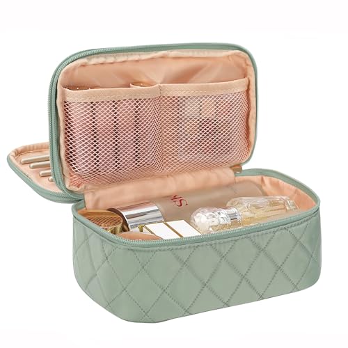 Relavel Small Makeup Bag, Travel Cosmetic Bag Make Up Pouch, Small Makeup Organizer Bag for Women, Waterproof Handbag Toiletry Bag Essentials for Daily Use (Green) - Image 1