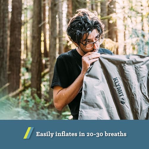 Klymit Static V Luxe Sleeping Pad, Lightweight Lofted Camping Air Mattress for Tents and Cars with Body Mapping Tech, 3 In Thick Grey - Image 3