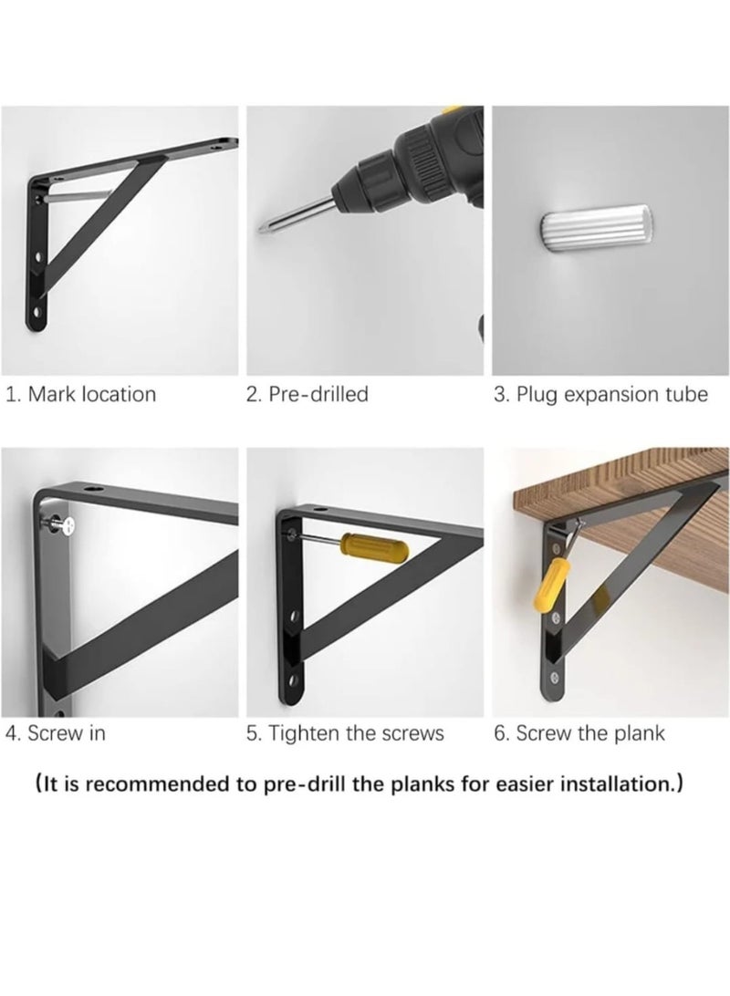 2-Piece Tabletop Support Brackets – Heavy-Duty Shelf Brackets – Right-Angle (L-Shaped) Wall-Mount Brackets – Sturdy Supports for Tables, Desks, and Bar Tops – Black - Image 5