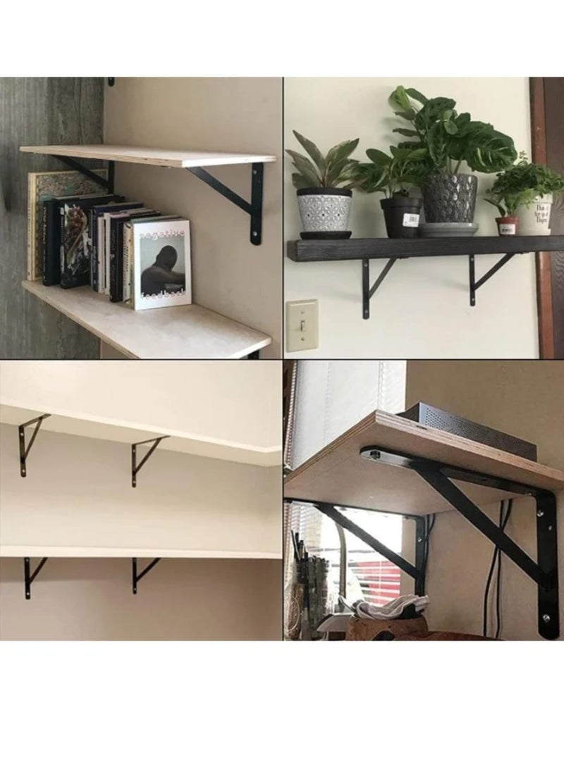 2-Piece Tabletop Support Brackets – Heavy-Duty Shelf Brackets – Right-Angle (L-Shaped) Wall-Mount Brackets – Sturdy Supports for Tables, Desks, and Bar Tops – Black - Image 2
