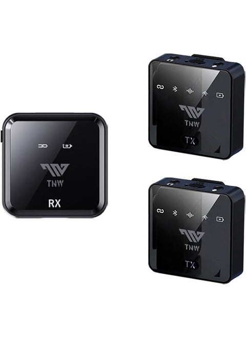 Wireless Microphone for DSLR Camera (2TX +1RX), TNW N9 Wireless Lapel Mic with One-click Noise Reduction, 50M, Compact Mic System for iPhone/Android,Vlog,Podcast,Streaming,Video Recording,Interview