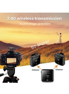 TNW Wireless Microphone for DSLR Camera (2TX +1RX), TNW N9 Wireless Lapel Mic with One-click Noise Reduction, 50M, Compact Mic System for iPhone/Android,Vlog,Podcast,Streaming,Video Recording,Interview  - Image 2