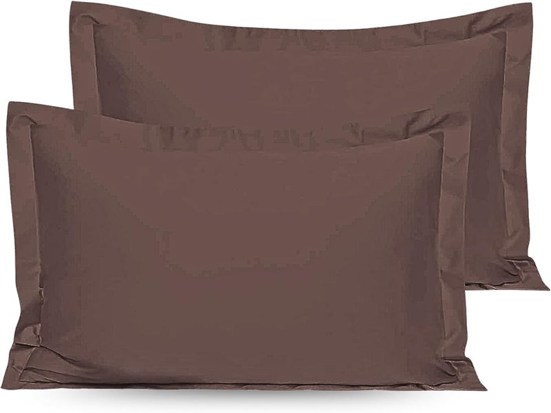 OSBED Cotton Pillow Covers Set of 2 - Breathable & Cooling Pillow Shams (Brown, 50 x 70cm) - Image 1
