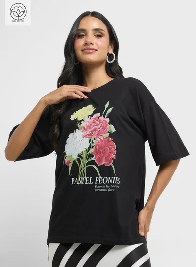Ginger Oversize Floral Graphic T-Shirt