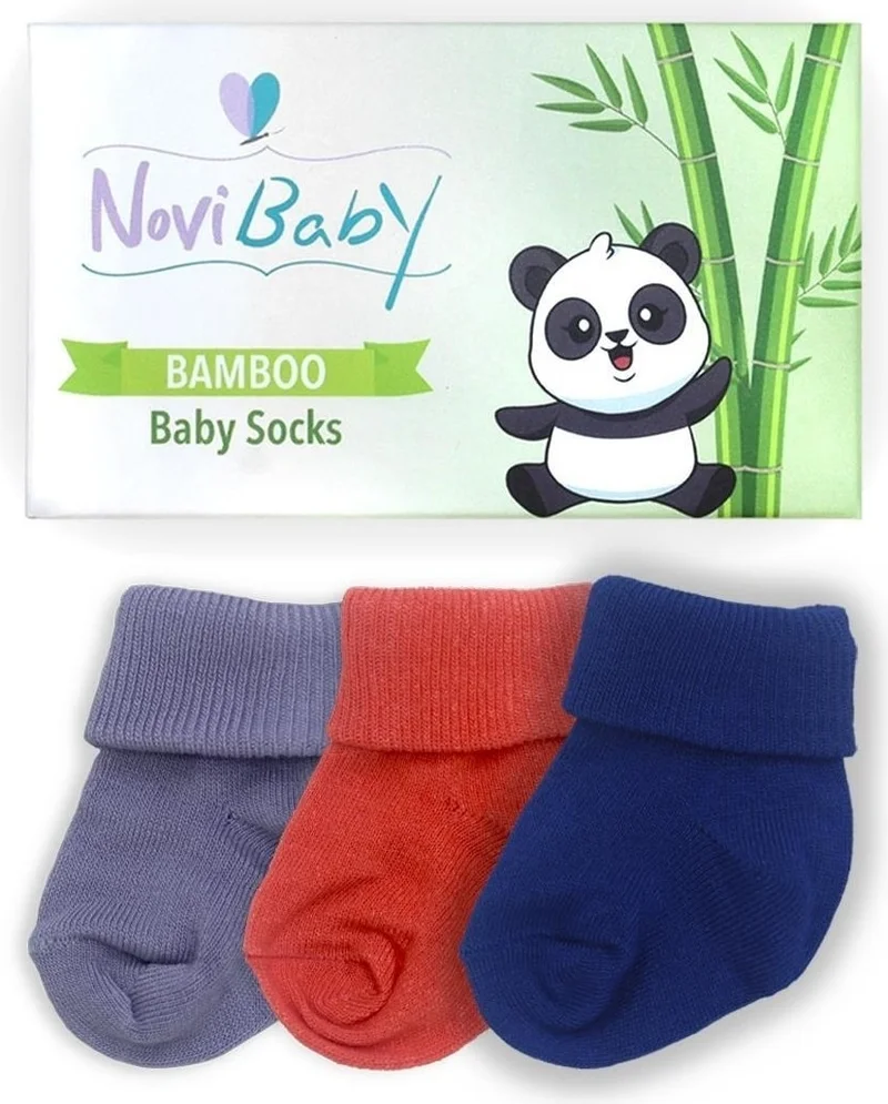 Novibaby 3-Piece Bamboo Newborn Baby Socks Winter Mix