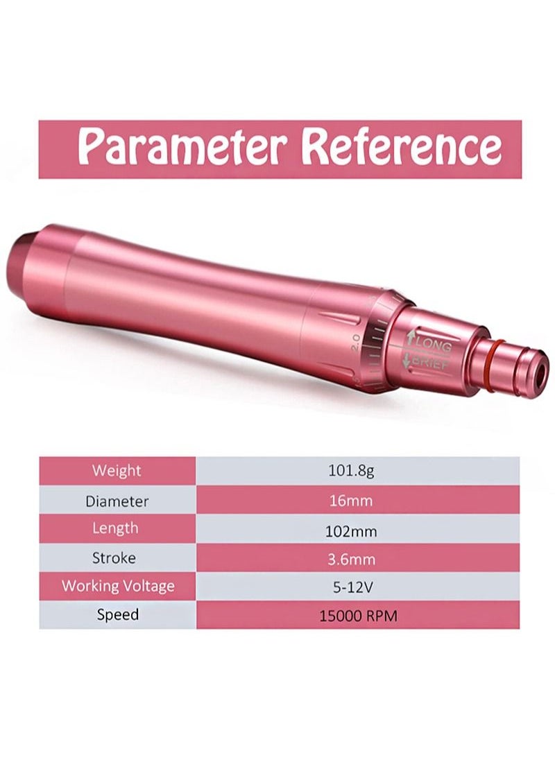 Ybeauty - Permanent Tattoo Machine Set with Tattoo Cartridge Needle Eyeliner Eyebrow Practice Skin Ring Cup Microblade Beauty Salon Pigment Equipment for Beginner or Dedicated Tattoo Artist (Pink) - Image 1